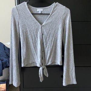 Grey Button Down Tie Shirt